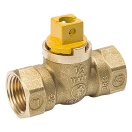 Pipe Fitting, Gas Ball Valve, Forged Brass, 1/2-In.