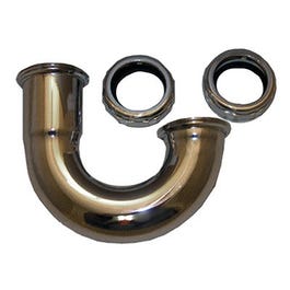 Lavatory Drain J-Bend, Chrome-Plated Brass, 1-1/4-In. O.D.