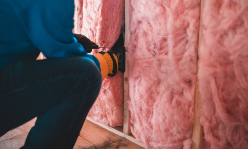 Insulation being installed