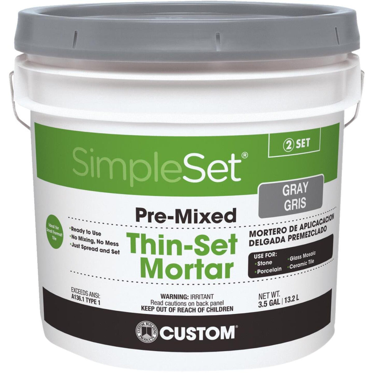 Simple Set Custom Building Products SimpleSet 3.5 Gal. Gray Pre-Mixed Thin-Set ...