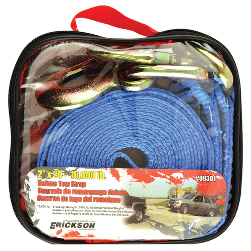 Erickson 2″ x 20′ – 10,000 lb. Tow Strap with Forged Safety Snap Hooks